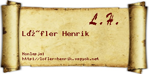 Löfler Henrik névjegykártya